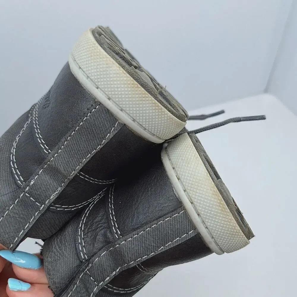 Eddie Bauer Marlon Lace Up Toddler Boots Boys 9 Leather Blend Side Zip Work